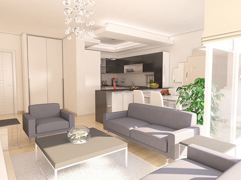 Custom modern living room & kitchen renovation  | Avon, OH | North Star Premier Custom Homes
